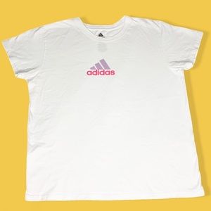 Adidas White T-Shirt Lavender/Pink Logo